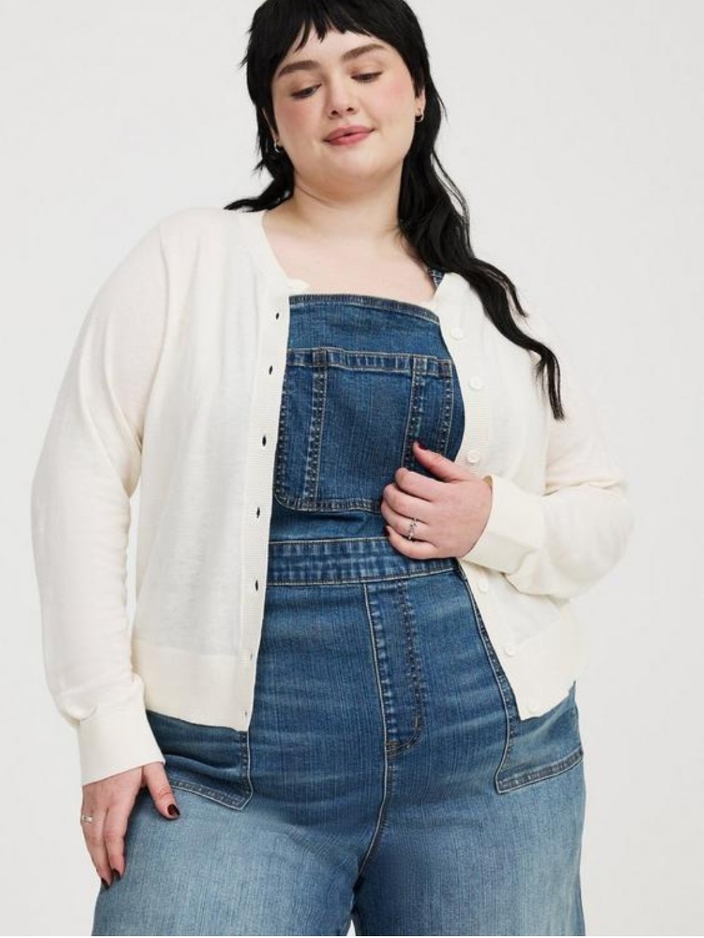 Torrid 1X Crew Fitted Cardigan Whisper White Button-Front